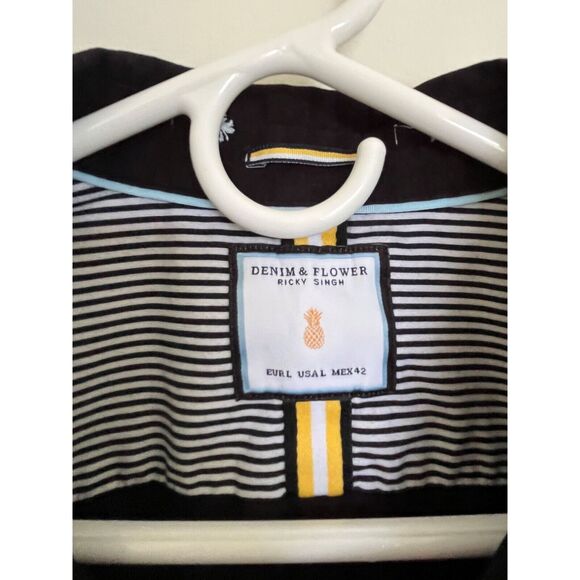 Denim Flower Ricky Singh Mens L Shirt Cotton Short Sleeve Palm Tree Resort Retro - Picture 3 of 4